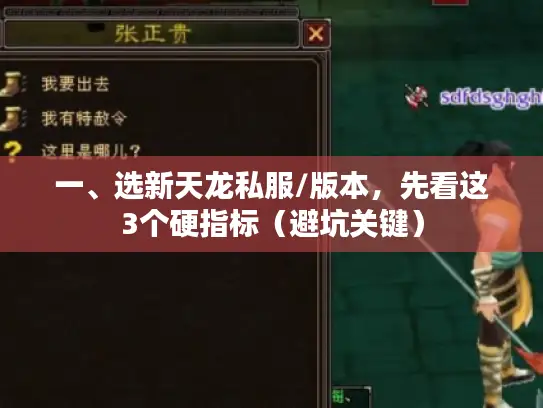 一、选新天龙私服/版本，先看这3个硬指标（避坑关键）