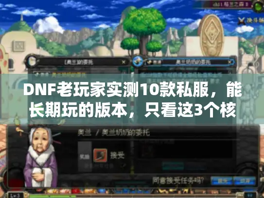 DNF老玩家实测10款私服，能长期玩的版本，只看这3个核心标准