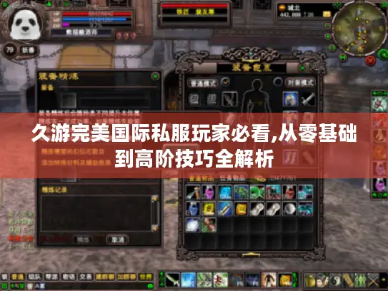 久游完美国际私服玩家必看,从零基础到高阶技巧全解析