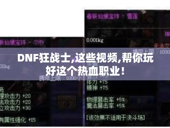 DNF狂战士,这些视频,帮你玩好这个热血职业! DNF狂战士,这些视频,帮你玩好这个热血职业!
