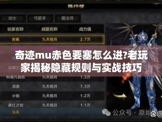 奇迹mu赤色要塞怎么进?老玩家揭秘隐藏规则与实战技巧