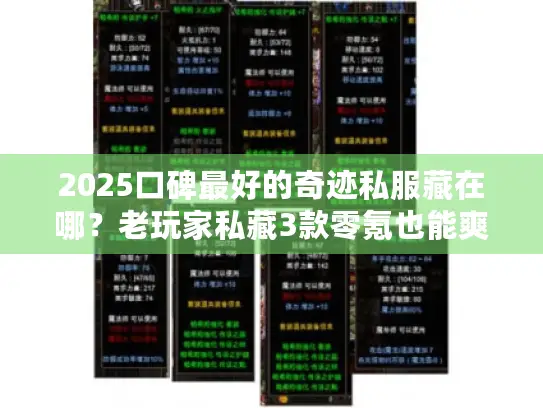 2025口碑最好的奇迹私服藏在哪？老玩家私藏3款零氪也能爽玩的良心服