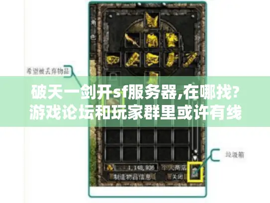 破天一剑开sf服务器,在哪找?游戏论坛和玩家群里或许有线索