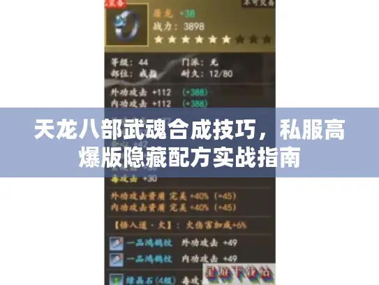 天龙八部武魂合成技巧，私服高爆版隐藏配方实战指南