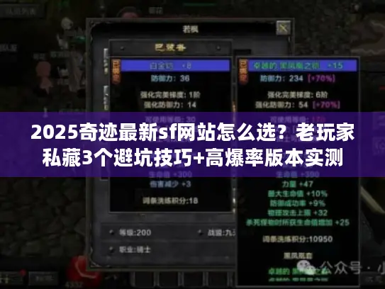 2025奇迹最新sf网站怎么选？老玩家私藏3个避坑技巧+高爆率版本实测