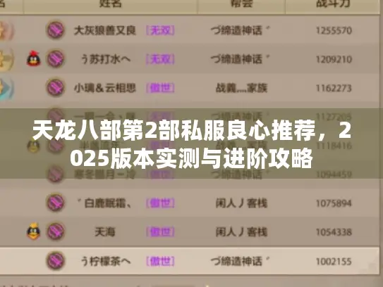 天龙八部第2部私服良心推荐，2025版本实测与进阶攻略