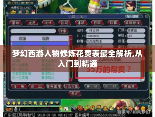 梦幻西游人物修炼花费表最全解析,从入门到精通