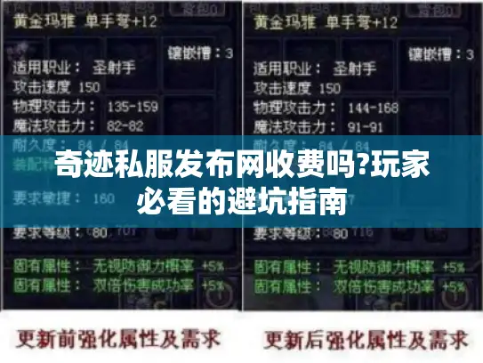 奇迹私服发布网收费吗?玩家必看的避坑指南