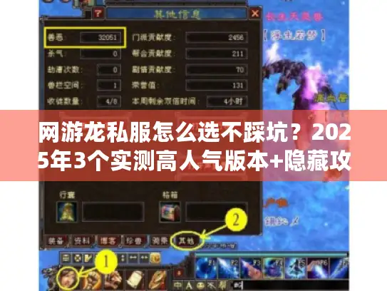 网游龙私服怎么选不踩坑？2025年3个实测高人气版本+隐藏攻略曝光！