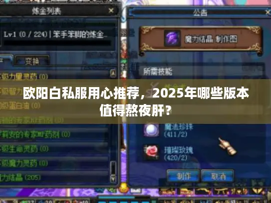 欧阳白私服用心推荐，2025年哪些版本值得熬夜肝？