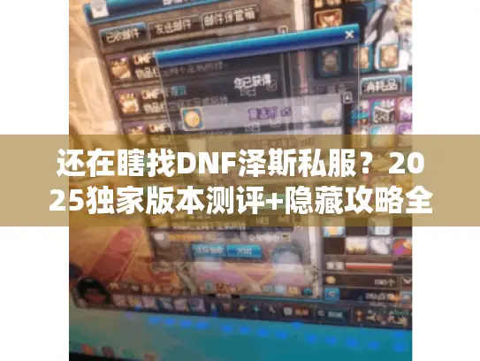还在瞎找DNF泽斯私服？2025独家版本测评+隐藏攻略全揭秘