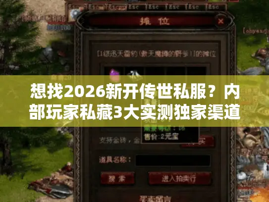 想找2026新开传世私服？内部玩家私藏3大实测独家渠道揭秘！