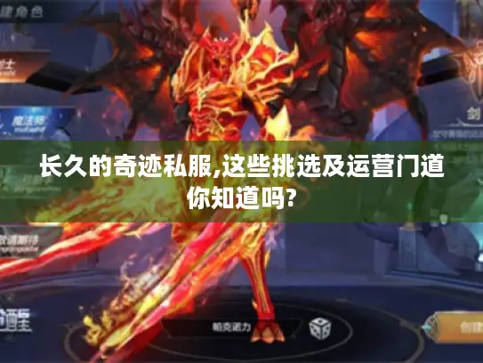 长久的奇迹私服,这些挑选及运营门道你知道吗? 长久的奇迹私服,这些挑选及运营门道你知道吗?