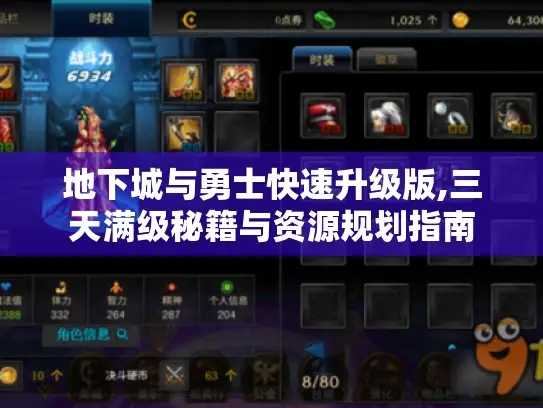 地下城与勇士快速升级版,三天满级秘籍与资源规划指南