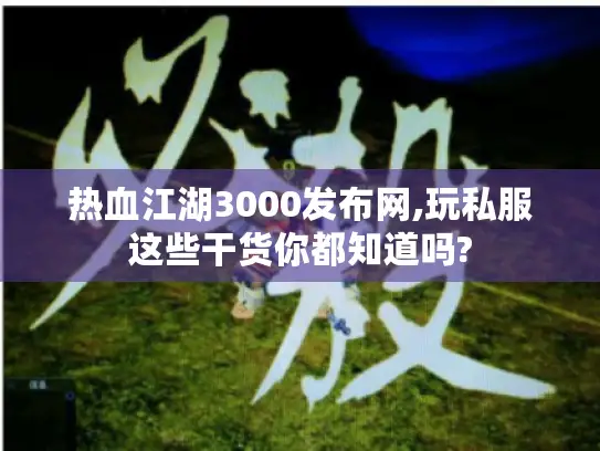热血江湖3000发布网,玩私服这些干货你都知道吗?