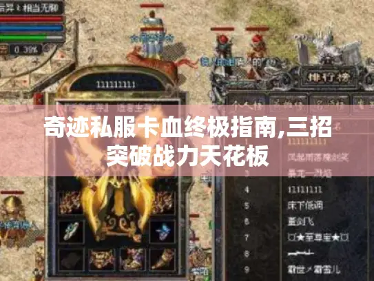 奇迹私服卡血终极指南,三招突破战力天花板