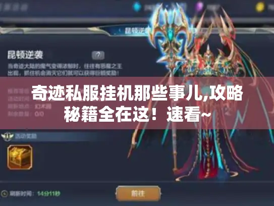 奇迹私服挂机那些事儿,攻略秘籍全在这！速看~