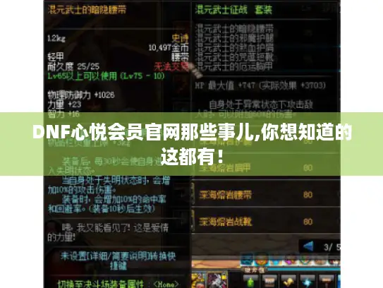 DNF心悦会员官网那些事儿,你想知道的这都有！