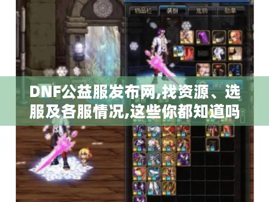 DNF公益服发布网,找资源、选服及各服情况,这些你都知道吗? DNF公益服发布网,找资源、选服及各服情况,这些你都知道吗?