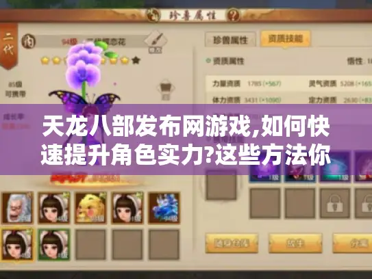 天龙八部发布网游戏,如何快速提升角色实力?这些方法你知道吗