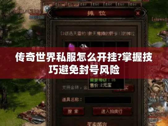 传奇世界私服怎么开挂?掌握技巧避免封号风险