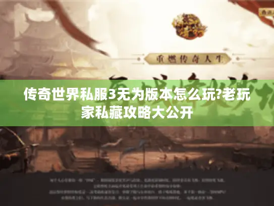 传奇世界私服3无为版本怎么玩?老玩家私藏攻略大公开
