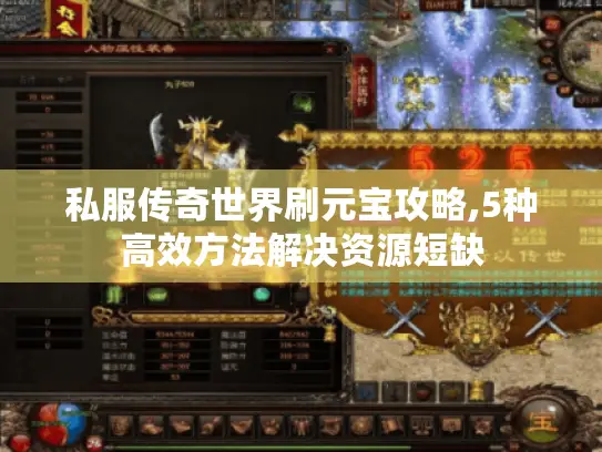 私服传奇世界刷元宝攻略,5种高效方法解决资源短缺 私服传奇世界刷元宝攻略,5种高效方法解决资源短缺