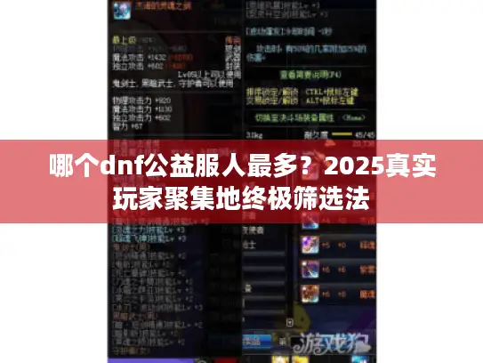 哪个dnf公益服人最多？2025真实玩家聚集地终极筛选法