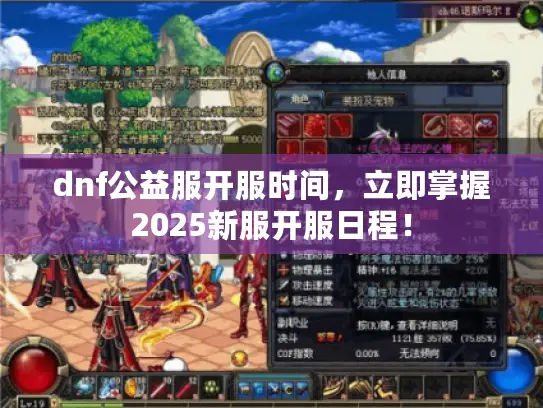 dnf公益服开服时间，立即掌握2025新服开服日程！