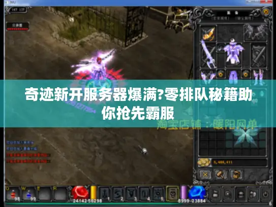 奇迹新开服务器爆满?零排队秘籍助你抢先霸服