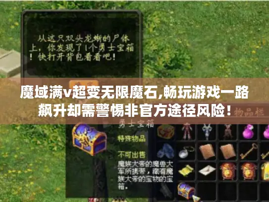 魔域满v超变无限魔石,畅玩游戏一路飙升却需警惕非官方途径风险！