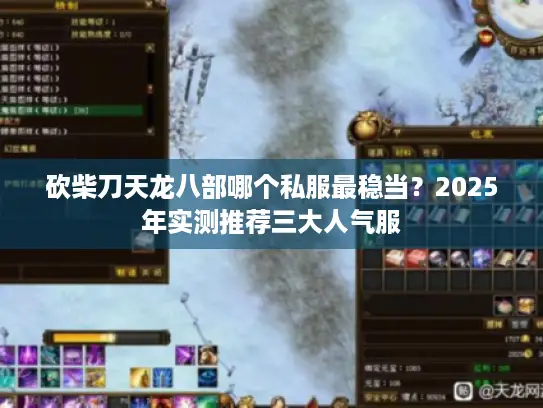 砍柴刀天龙八部哪个私服最稳当？2025年实测推荐三大人气服