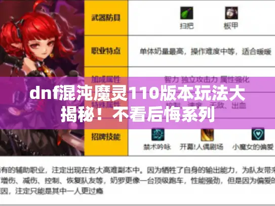 dnf混沌魔灵110版本玩法大揭秘!不看后悔系列 dnf混沌魔灵110版本玩法大揭秘!不看后悔系列