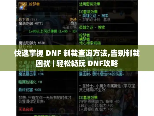 快速掌握 DNF 制裁查询方法,告别制裁困扰 | 轻松畅玩 DNF攻略 快速掌握 DNF 制裁查询方法,告别制裁困扰 | 轻松畅玩 DNF攻略